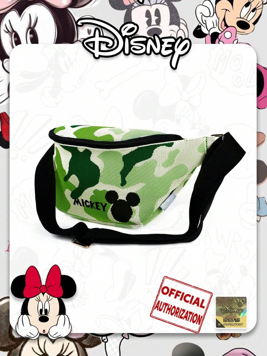 Disney Cartoon Camouflage Fanny Pack, Unisex Sports Sling Bag, Portable Foldable Chest Bag, Suitable For Daily Fitness, Running, Cycling, Outdoor Portable Phone Bag, Coin Purse, Daily Wear Chest Bag - Multicolor - View 1