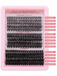 300 pièces Kit d'extension de cils 3-en-1 - Comprend faux cils, colle, démaquillant, pinces à épiler et brosse, ensemble de soins des cils professionnel facile pour débutants à utiliser à la maison - Multicolore - Voir 4