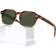 ¡RecomendadoCARFIA lentes de sol hombre polarizadas con protección UV400 - gafas cuadradas de acetato retro para conducir y pescar CA5405¡Top de Temporada - F: Montura verde militar con lentes grises - Ver 2