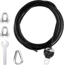 Cable de polea de fitness, sistema de polea ajustable para gimnasio en casa, cable de repuesto para accesorios de máquina de poleas, cable de polea grueso de 5 mm, Ajustable Cable De Polea Fitness De Gimnasio En Casa - Negro - Ver 1