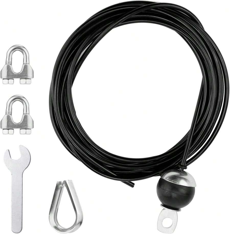 Cable de polea de fitness, sistema de polea ajustable para gimnasio en casa, cable de repuesto para accesorios de máquina de poleas, cable de polea grueso de 5 mm, Ajustable Cable De Polea Fitness De Gimnasio En Casa - Negro - Ver 1