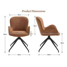 WAHSON OFFICE CHAIRS 2PCS Sedie Pranzo 360° Chenille PU Pelle Schienale,Gris - Castano - Visualizzare 5