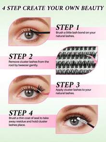 216pcs Eyelash Extensions, Eyelash Extensions, False Eyelashes, Eyelash Extensions, Adhesive Seals, Tweezers, Eyelash Brushes, False Eyelash Kits, Fluffy C Curls, 9-16mm Mixed Length Eyelash Clusters Suitable For Beginners, Beginners, And Makeup Artists. Soft And Long-Lasting False Eyelashes - Black - View 5