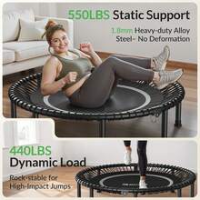 FLYBIRD 48 INCH 550LBS Foldable Mini Trampoline,  Adult Fitness Trampoline With Durable Bungees, Stable & Quiet Exercise Rebounder,Great Mini Trampoline For Indoor/Garden Workout - Bạc - Xem 3
