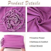 Awegeo 1/4/6pcs Women Solid Color Wrap-Style Headscarf With Ruffle Hem And Floral Pattern - Stretchy Breathable Headband, Casual Elegant Style; Non-Slip Fit Design, Soft Adjustable Fabric, Suitable For Daily Wear. - A - View 4