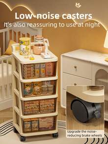 Drawer Slide Cabinet With Handle,Multifunctional Mobile Storage Organizer,3/4/5 Drawer Storage Organizer, Classified And Layered Storage,Storage Rolling Cart With Transparent Drawers And Handles, Simple And Stylish Small Multifunctional Cabinet With Wheels, Suitable For Limited Space, Bedroom ,Livingroom And Bathroom,Short-Term Rental Ready - 彩色 - 查看 3