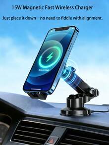 Soporte de Cargador Inalámbrico para Coche de Carga Rápida de 15W, Puede Cargar Mientras Navega, Se Puede Instalar en la Ventana del Coche, el Salpicadero y la Rejilla de Ventilación, Compatible con iPhone y Otros Teléfonos Inteligentes - Unitalla - Ver 8