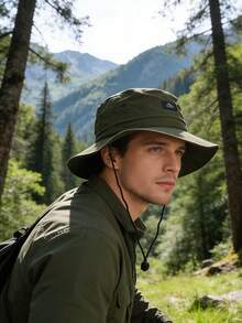 1pc Outdoor Hiking Camping Fishing Sun Hat, Unisex Breathable Quick-Dry Bucket Hat With Drawstring (Collapsible) - A - View 3