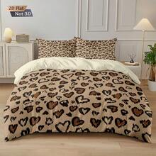 3 Stücke Leoparden Muster Bettwäsche Set, inklusive 1 Bettbezug und 2 Kissenbezüge, ohne Innenkern, weich und bequem, Material aus Polyester, geeignet für Inneneinrichtung, Heimtextilien, ganzjährig, passend als Geschenk für Jungen, Mädchen, Teenager - 6738+SJT+Y - Übersicht 4