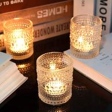 Transparent Glass Candle Holders With Different Sizes Of Crystal Points, Tabletop Decorations/Wedding Decorations/For Birthday Parties, Weddings, Romantic Home Decor Scenes - 2*2.5 Inches - View 8