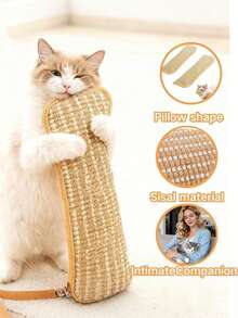 Almohadilla rascadora para gatos, juguete para gatos para juego independiente e interacción, adecuado para gatitos y gatos adultos de interior, diseño divertido, los mejores suministros para mascotas felinas - Amarillo - Ver 4
