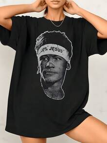 Rostro femenino trazado en líneas artísticas con profundidad y textura que representa fuerza interior y belleza independiente mientras fusiona arte urbano con elegancia contemporánea camiseta de mujer blanca 220g casual moderna - Negro - Ver 8