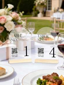 Personalized Wedding Table Number Plates, Wedding Table Cards With QR Code, Customized Wedding Signs, Acrylic Wedding Reception Decorations, Modern Wedding Decor, Wedding Table Centerpieces, Fashionable Minimalist Unique Personalized Gifts, Wedding Favors, Party Gifts - Multicolor - View 2