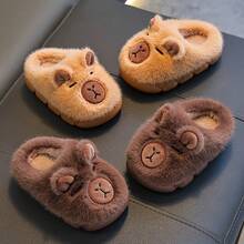 ¡Recomendado [Zapatos de Peluche Capybara] Zapatillas de Felpa con Diseño de Capybara para Niños y Niñas, Adecuadas para Bebés y Niños Pequeños, Uso en Interiores, Zapatos de Peluche Antideslizantes para Invierno. ¡Top de Temporada! - Color café oscuro - Ver 6