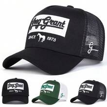 1pc Greg Grant Men's Trucker Hat, Personalized Letter & Stitch Design Baseball Cap, Casual Streetwear, Suitable For Spring, Autumn, Travel, Beach - Multicolor - View 1