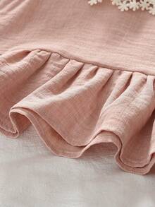bearleader 3-7 Years Girls Summer 2pcs Outfit, Solid Color Lace Sleeveless Top Paired With Pink Pants, Casual Set - 粉色 - 查看 5