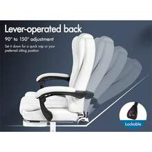 ALFORDSON Ergonomic Office Chair With 150 °   Recline & Footrest, Computer Desk Chairss With Massage & Heated Seat, Executive Swivel Leather Video Game Chair, Max 180kg (Dale White) - PU棕色 - 查看 9