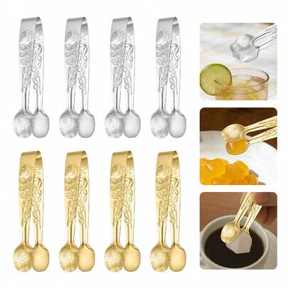 Pinzas de acero inoxidable con diseño de rosa, opciones de color plateado/dorado, clip multifuncional de cocina para cubitos de hielo, caramelos, cubos de azúcar, herramienta esencial para el té de la tarde y la cocina