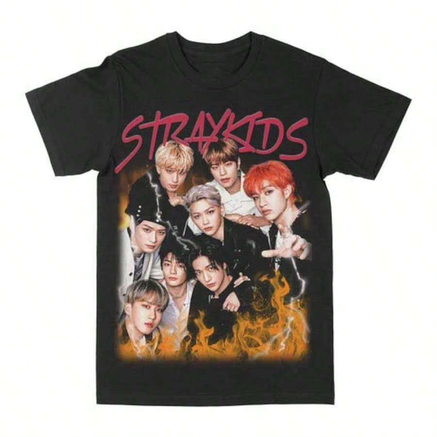 2026 NewVintage 90s Bootleg Style Straykid T-Shirt, Retro Stray Kid T-Shirt, Straykid Gifts For Man And Women Unisex T-ShirtExclusive T-Shirts For Premium Fans Unisex Casual Short-Sleeved Tees A Must-Have For Fans Suitable For Festivals, Parties, Homewear, Daily Commutes, Back-To-School Outfits And Concert Looks Printed And Shipped In The USA 100% Cotton T-Shirts Opaque, Versatile Basic Tees - 黑色3 - 查看 1