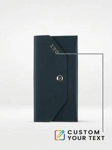 1pc Custom Gold Monogram Cash Envelope Wallet - Minimalist Vegan Leather Travel Wallet In Maroon Travel & Holiday Gift - Multicolor - View 12