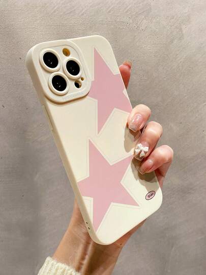 Sevimli Pembe Yıldız Bej Desenli TPU Buzlu Lensli Düşmeye Karşı Koruyucu Telefon Kılıfı, 13/11/17/17pro/16/14/15/15pro/15 Plus/15 Promax/7plus/8plus/X/Xs Max/Xr/11pro/12pro/13pro/14pro/12mini/13mini/11promax/12promax/13promax/14promax/14plus/17pro Max/17Air/6/6s Plus/7/8/16Pro/16plus/16promax/SE2/17promax ve ile uyumludur. Galaxy/A54/A14/A12/A13/A15/A32/A33/A24/A52S/S20/S21/S22/S23/S24/S23Plus/S24ultra/S25/A15/A33/A23