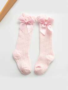 1双蝴蝶结网眼中筒袜 - 透气弹力，适合春夏男女童穿着 - 彩色 - 查看 5