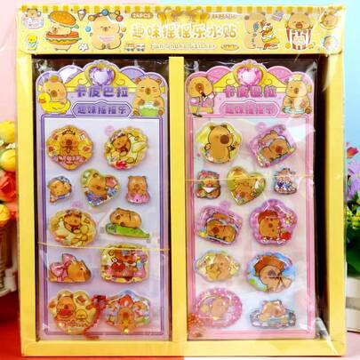 Cute Crystal Capybara Stickers, Candy Drip Stickers, 3D Bubble Stickers, Shaker Water Stickers, Dwarf Hamster Stickers, Funny Crystal Bubble Stickers For Kids, Adorable Cartoon Decorative Stickers | Glitter Design Fun Stickers | Suitable For Crafts, Scrapbooks, Diaries, Rewards, Party Favors, Laptop/Phone Decor, Valentine's Day Crafts, Kids Craft Supplies, Girls Toys, Back To School Essentials