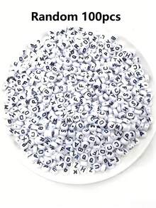 100/200/300/500pcs Black & White Acrylic Letter Beads Jewelry Making Kit, Bohemian Style DIY Bracelets, Necklaces, Keychains With Letter Charms, DIY Craft Supplies - Mixed Hollow Letter Beads With Game & Friendship Themes - Black and White - View 25