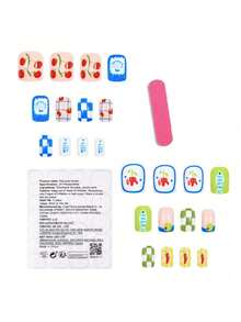 24pcs Nude Press-On Nails - Almond Medium Artificial Acrylic Fake Nails With Black Leaves Patterns, Full Cover, Reusable Coffin False Nails Set - Women's Stick-On Nails For Nail Art - Multicolor - View 4