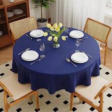Blue Round Table Cloth 152cm/60Inch Large Circular Table Cloths Polyester Fabric Washable Tablecloth Dining Table Cover For Banquet Party Home  Dfe - Blue - View 7