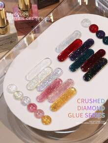 XEIJAYI 15ml 冰晶彩色闪粉凝胶指甲油,高光泽,持久,UV LED 可卸除凝胶指甲油,无酒精配方,鲜艳的紫色色调。 - 彩色 - 查看 6