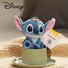 Disney 官方授权可爱史迪奇毛绒玩偶背包挂件，史迪奇外星人毛绒玩偶坐姿带小花钥匙扣，女孩节日礼物 - 彩色 - 查看 9