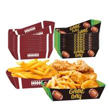 12pcs American Football Themed Party Fried Chicken & Fries Paper Boxes, Football World Cup Paper Boat Boxes, Hamburger Snack Paper Boxes - Multicolor - View 3