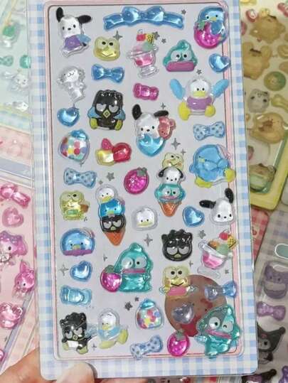 新款水晶贴纸手机壳DIY贴纸，美观又实惠，打造惊喜。卡通动漫日系风格装饰贴纸，可爱猫咪图案，可重复使用防水贴纸，适合DIY手机壳，女孩、儿童适用，水晶宝石贴纸，手工装饰拼图奖励贴纸（部分款式可能存在色差，随机发货）。
