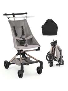 Techigher leichter Kinderwagen, kompakt Buggy mit einem Rucksack, faltbarer Reisebuggy mit Ablagekorb, verstellbarer Markise - Grau - Übersicht 9