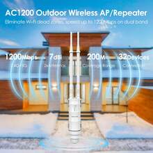 WAVLINK AC1200 High Power Outdoor WiFi Extender & Access Point,Long Range Weatherproof IP67 Dual Band 1200Mbps,PoE Powered With 7dBi Antennas For Yard,Parking Lot & Outdoor WiFi Coverage - View 2