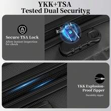 YSTYLE 4-Piece Hardside Luggage Set (12/20/24/28 Inches), With Scratch-Resistant And Impact-Resistant ABS Shells, Spacious Design And Four 360-Degree Spinner Wheels - Black - View 6