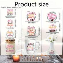 24 Stücke deutsche Familien Sprüche Aufkleber Rub-On UV DTF Tassen Wraps Aufkleber kompatibel für Glas mit deutschen inspirierenden Sprichwörtern, Familien Haus Zitat Design Familien Spruch Phrasen Aufkleber - selbstklebend für Tassen, Flaschen, Basteleien - ideales Familien Geschenk - Verschiedenfarbig - Übersicht 10