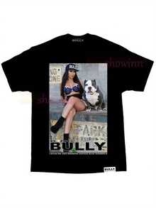 King Bully Brand Chato Pit Bull Homies Sexy DGA Angels Model T-Shirt |   Casual Printed, Crew Neck, Medium Stretch Fabric, Geometric-Pattern, Perfect For All Seasons And Occasions, Loose Fit - màu đen - Xem 1