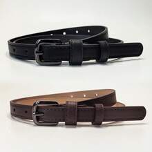 2条装纤细女士腰带，适合搭配牛仔裤，简约日常百搭 - 彩色 - 查看 1