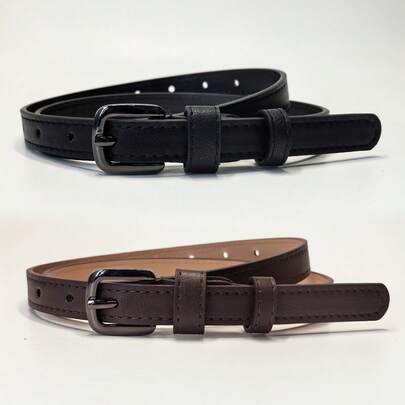 2pcs Slim Women's Waist Belt, Suitable For Jeans, Minimalist Everyday Versatile