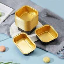 10/20/50 Pcs Foil Cupcake Liners Heat Resistant Aluminum Cake Cups With Lid Round Baking Cups With Lids Kitchen Wedding Birthday Party Supply - Multicolor - View 9