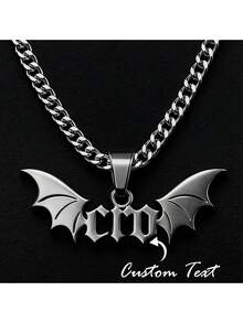 2026 New Custom Gothic Bat Wings Name Necklace Personalized Stainless Steel Necklace For Men Women Cuban Chain Charm Fashion Couple Jewelry Gifts - Multicolor - View 1