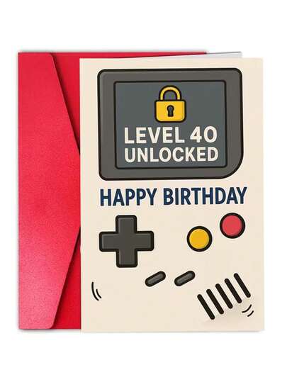 1Pc Unlock Birthday Card At Level 40, Suitable For Him Or Her, Game Player Gift, Fun Birthday Wishes For 40 Years Old, Give To Friends, Colleagues, Men, Women, Game Enthusiasts, Milestone Celebration (Including Envelope+Card)