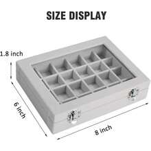 Jewelry Box 24 Grid Jewelry Ring Display Organiser Box Tray Holder Earrings Storage Case For Girls Wife Mom Women - Gray - 查看 2