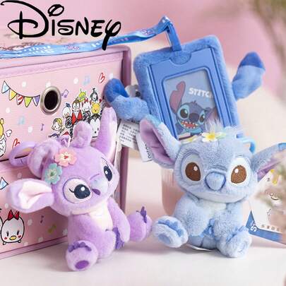 Disney Authorized Stitch Plush Backpack Keychain, Purple Angel Plush Doll Pendant, Children's Backpack Decoration, Children's Festival Birthday Gift