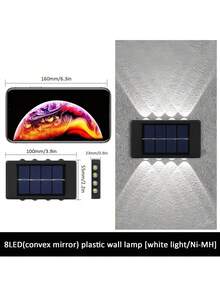 1/2/6 Stücke Solarwandleuchten, 8/10 LED Automatik-Sensor wasserdicht, Auf- und Abwärtsbeleuchtung Außendekorationslampen für Garten, Garage, Terrasse, Deck, Treppen - Schwarz - Übersicht 14