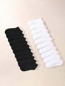 40 đôi tất trơn màu, tất cổ thấp mềm mại và nhẹ dành cho cả nam và nữ, kiểu dáng sinh viên, thích hợp cho mùa tựu trường. - Nhiều màu - Xem 20