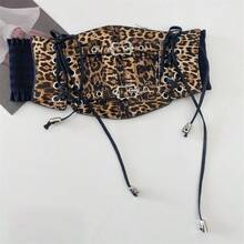 1pc Leopard Print Drawstring Elastic Waist Belt For Women Skirt - Multicolor - View 4