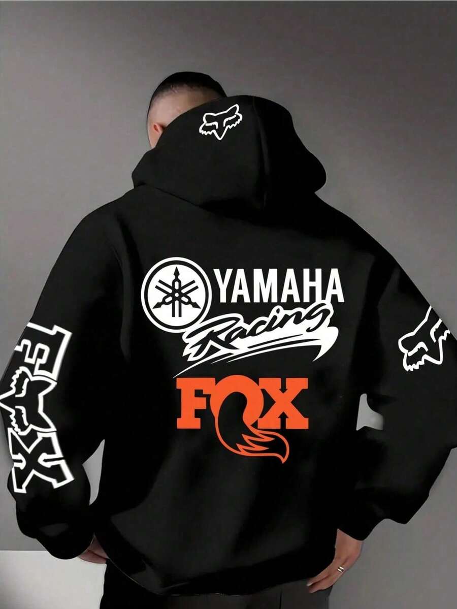 Hoodies Printed With Yamahaa And Fox Racing, Comfortable, Soft, Breathable Pullover, Retro And Street Style, Motocore, FOX Racing Motorcycle Element Hoodie, Fox Racing Clothing, Autumn And Winter Long Sleeved Hoodie Double-Sided Printing (250g Polyester Fiber), Classic Hot Selling Yamahaa Print Pattern, Suitable For Men And Women, Casual Hip-Hop Version Top, Racing Enthusiasts, Mens Hoodies,Men Gifts - màu đen - Xem 1